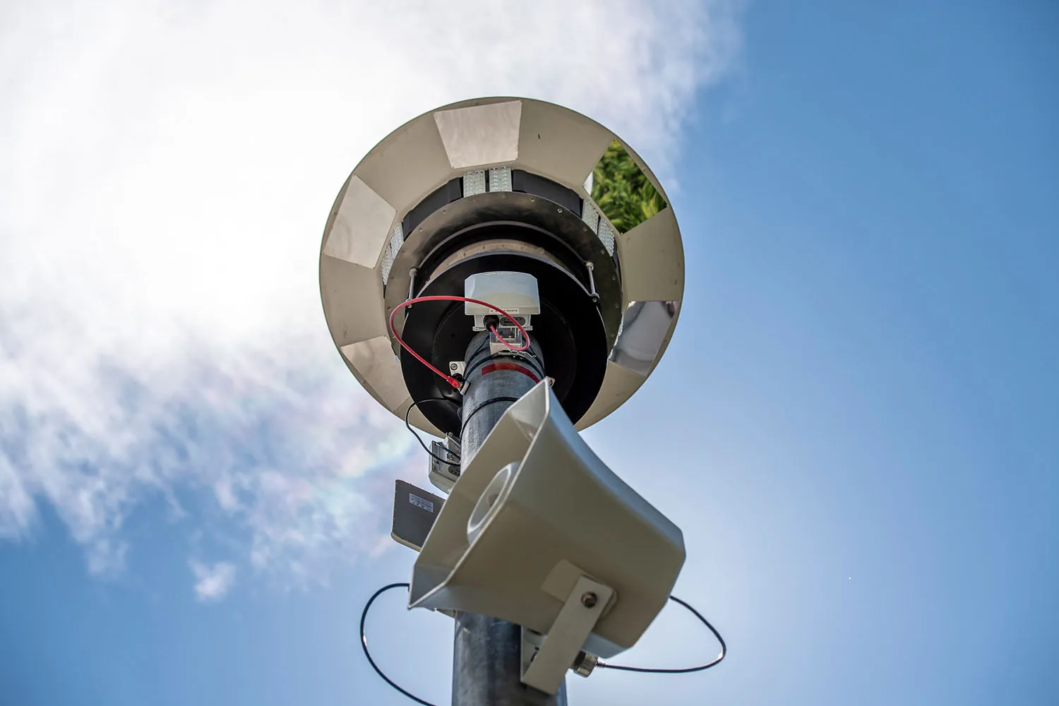 Mast with camera and loudspeaker at BMW Motorrad Days